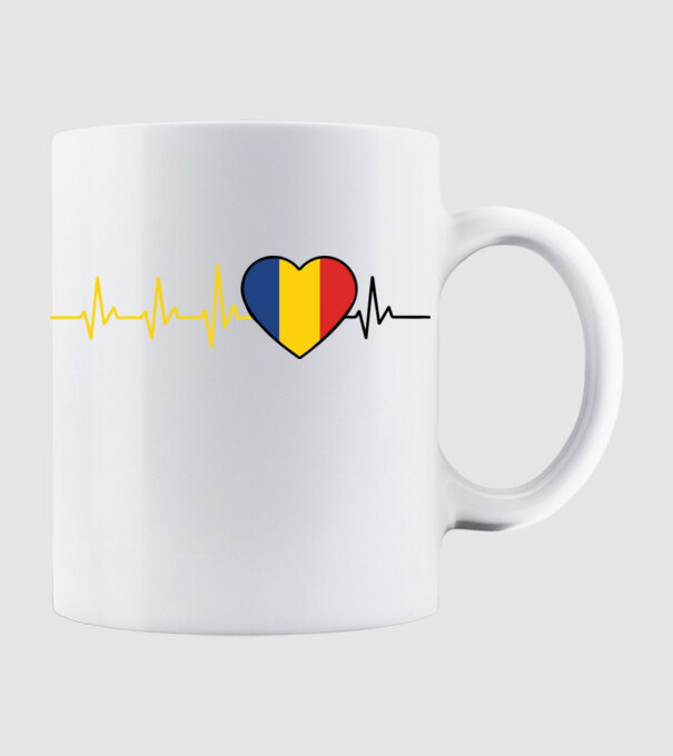 România heartbeat model alb pe tricou