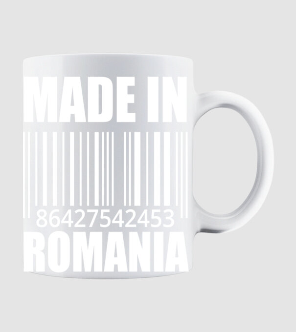 România made in model alb pe tricou