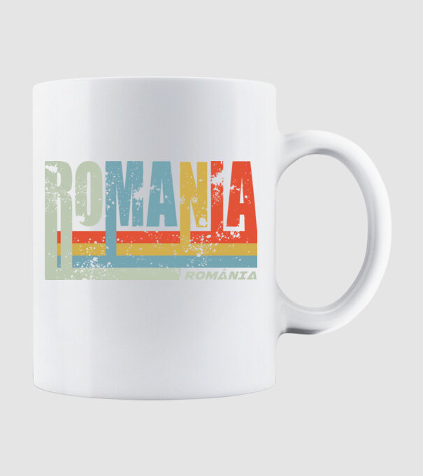 România retro model alb pe tricou