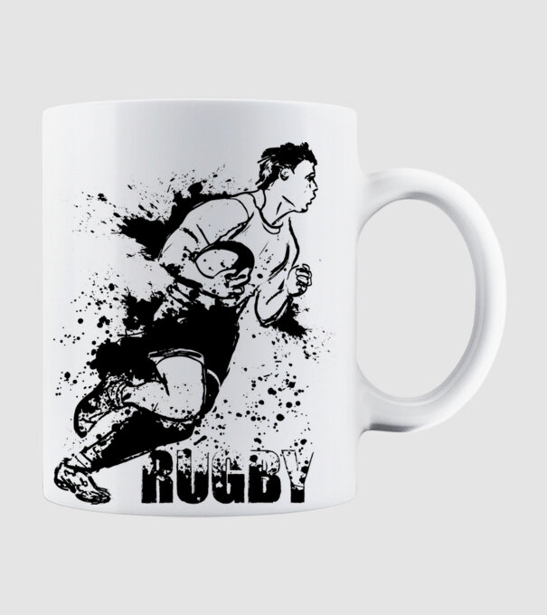 Rugby model alb pe tricou