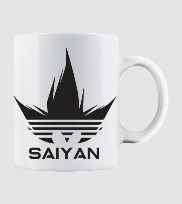 saiyan logo model alb pe tricou
