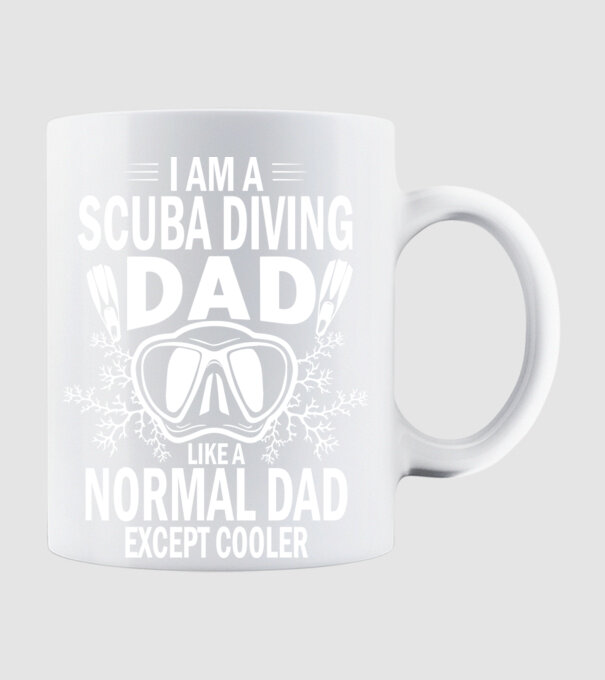 Scuba Dad model alb pe tricou