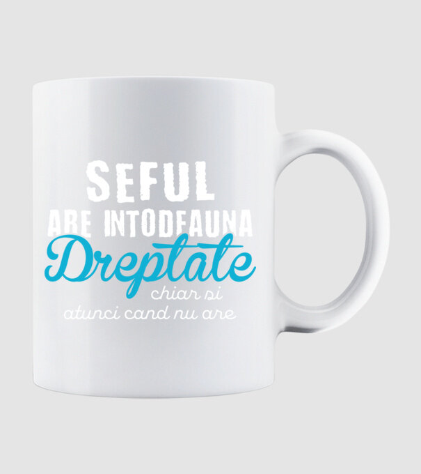 Seful are intodeauna dreptate model alb pe tricou