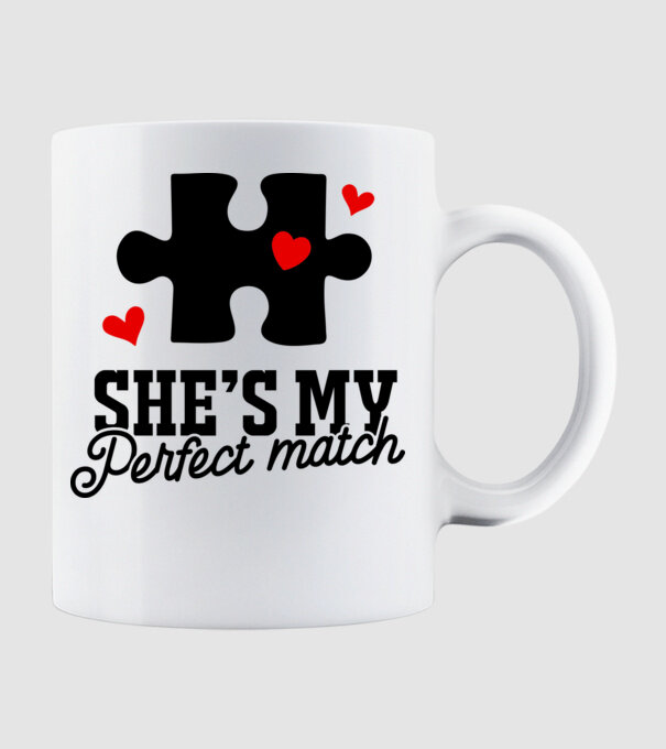 She is my perfect match model alb pe tricou