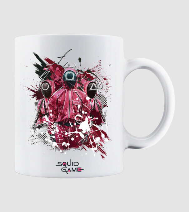 squid game poster model alb pe tricou