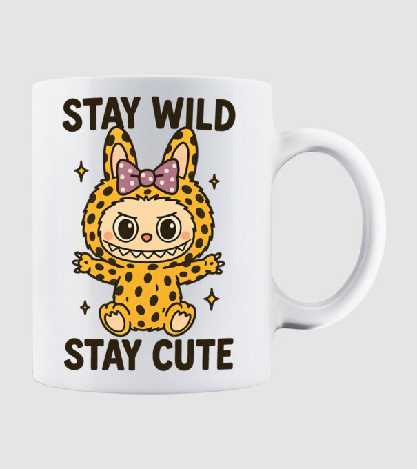 Stay wild - Labubu model alb pe tricou