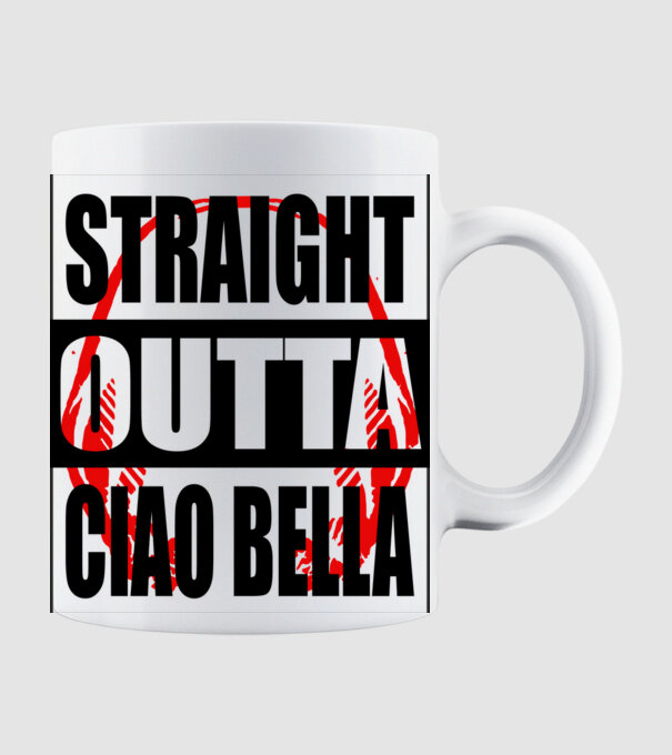 straight outta bella ciao model alb pe tricou