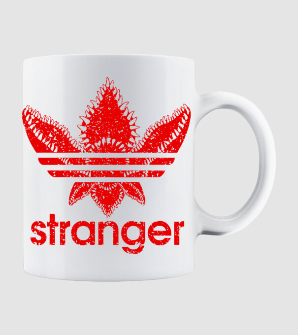 stranger logo red model alb pe tricou