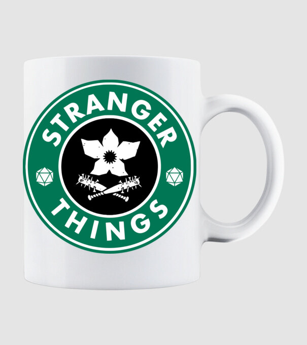 stranger things starbucks model alb pe tricou