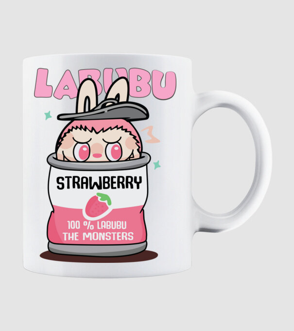 Strawberry Labubu model alb pe tricou