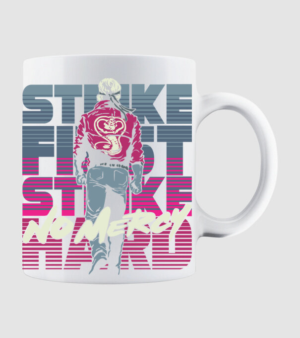 Strike first strike hard neon model alb pe tricou