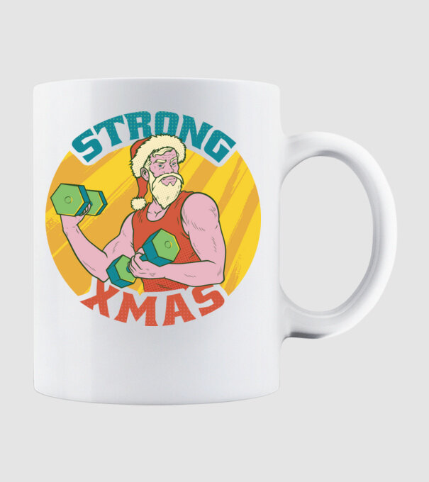 strong xmas model alb pe tricou