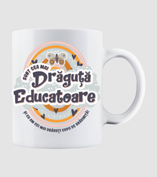Sunt cea mai drăguță educatoare! model alb pe tricou