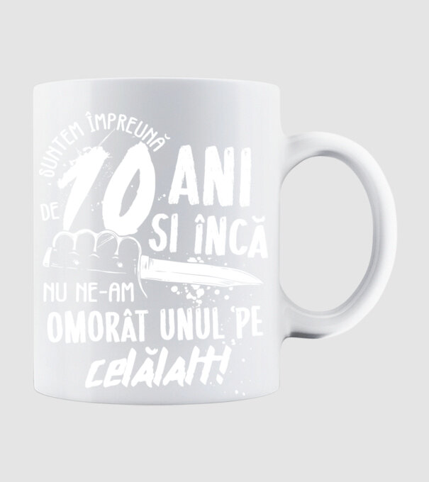 Suntem împreună de 10 ani model alb pe tricou