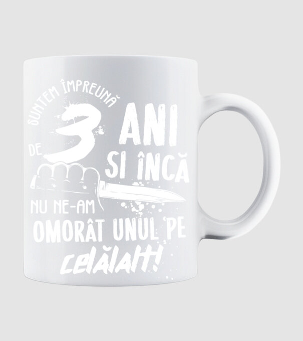 Suntem împreună de 3 ani model alb pe tricou