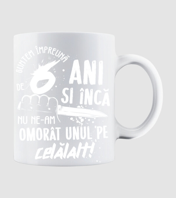 Suntem împreună de 6 ani model alb pe tricou