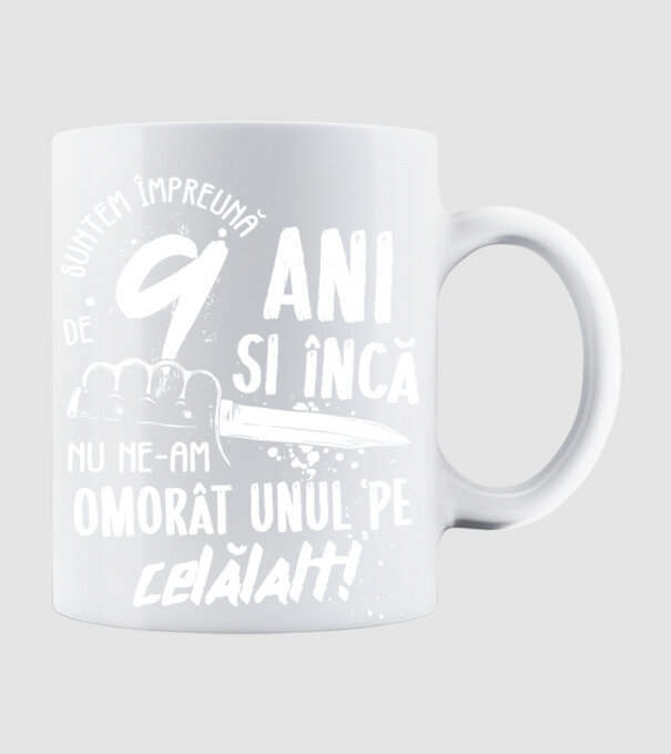 Suntem împreună de 9 ani model alb pe tricou