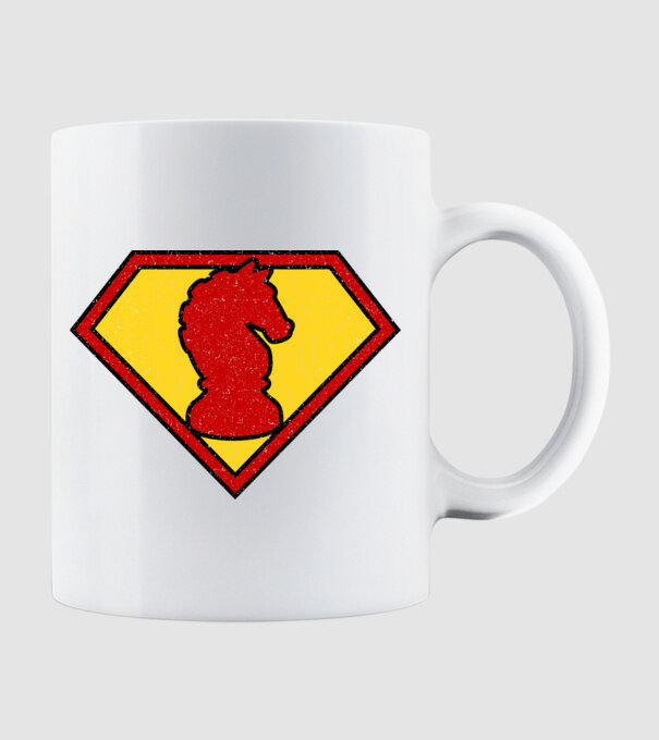 SuperChess cal de șah model alb pe tricou