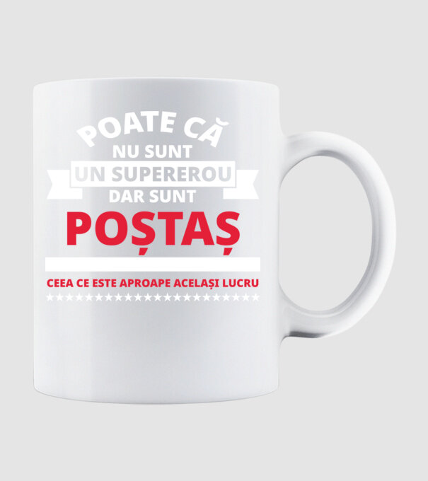 Supererou poştaş model alb pe tricou