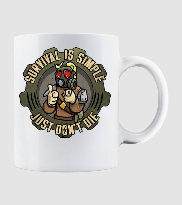 Survival model alb pe tricou