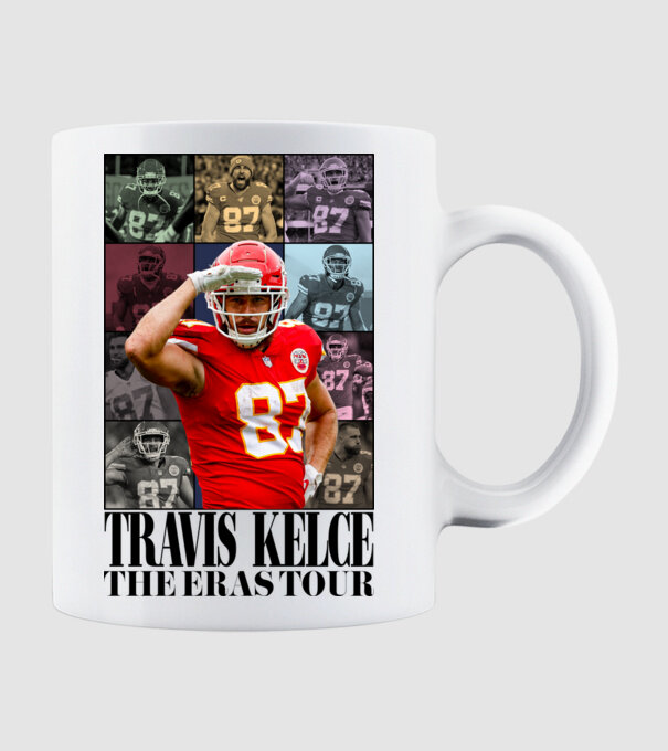Taylor Swift Eras Travis Kelce model alb pe tricou