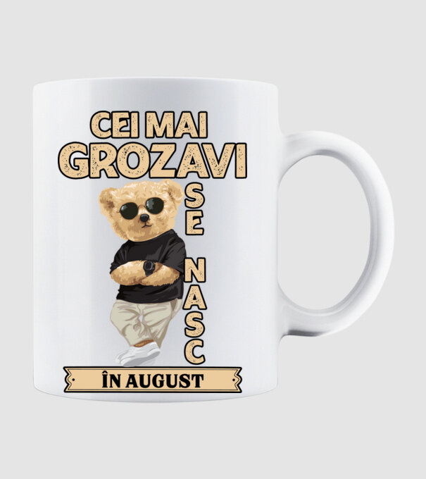 Teddy cel cool August model alb pe tricou