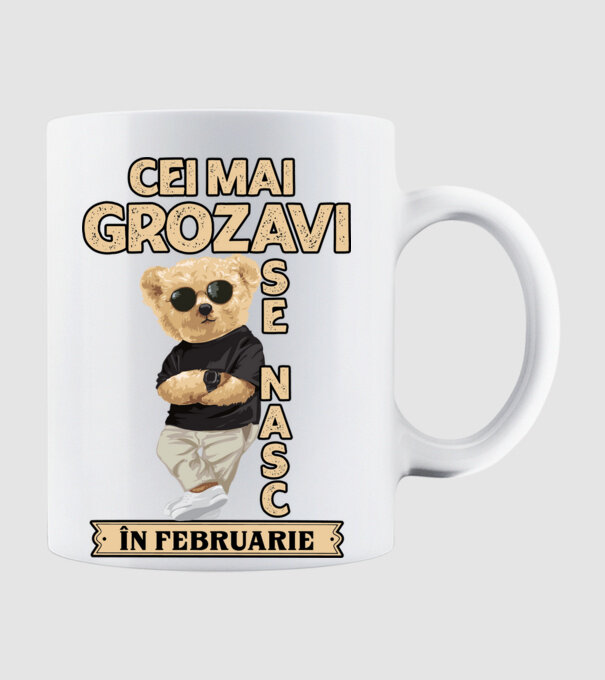 Teddy cel cool februarie model alb pe tricou