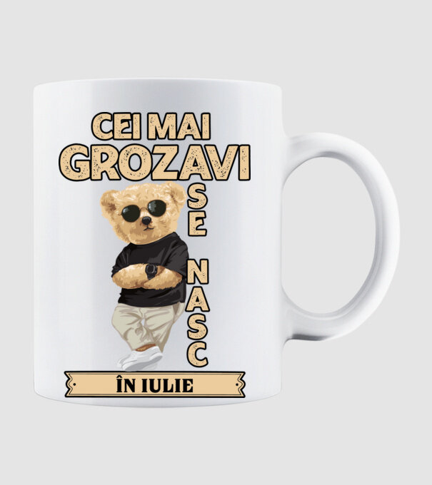 Teddy cel cool iulie model alb pe tricou