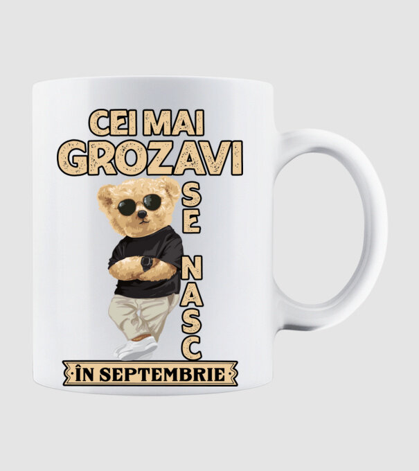 Teddy cel cool Septembrie model alb pe tricou