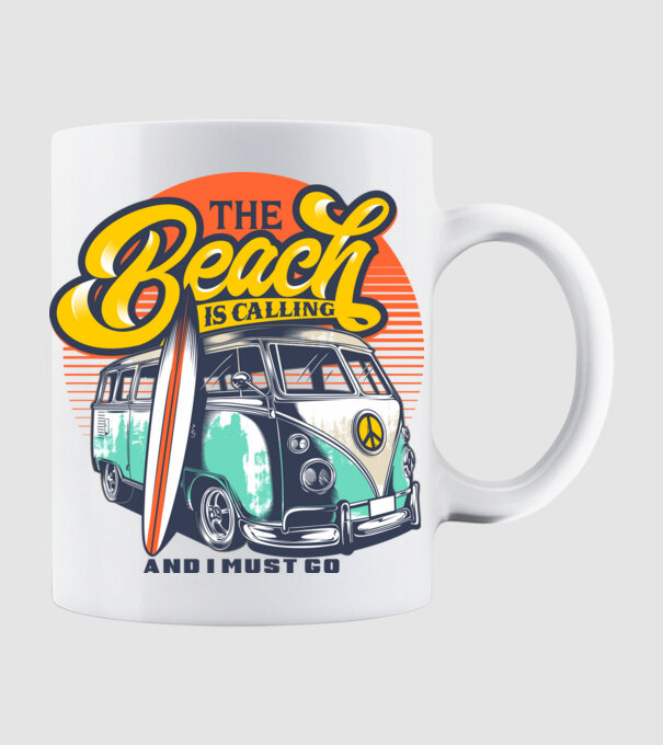 The Beach is Calling model alb pe tricou