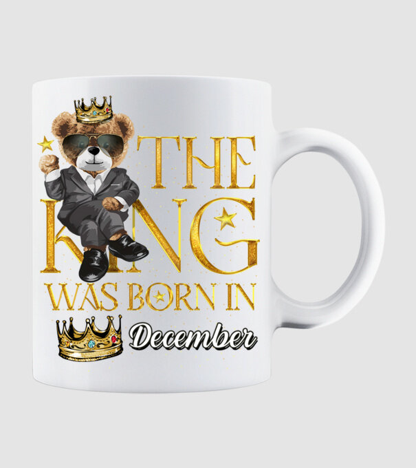 The king was born int DECEMBER model alb pe tricou