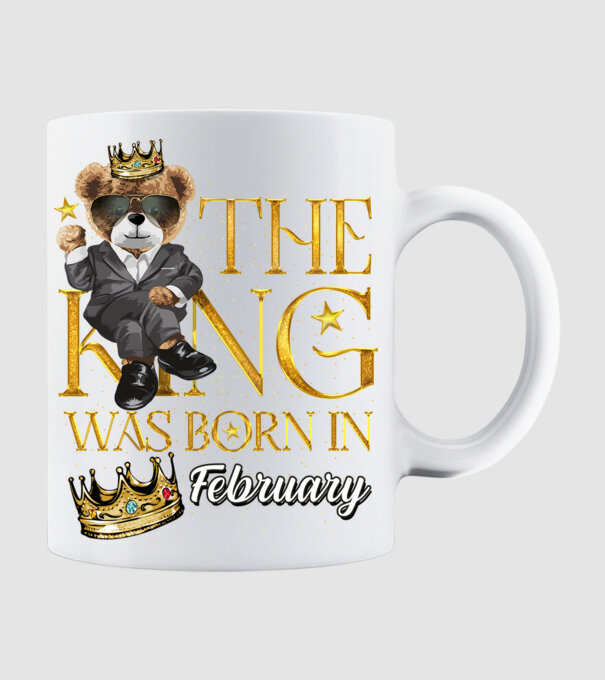 The king was born int FEBRUARY model alb pe tricou