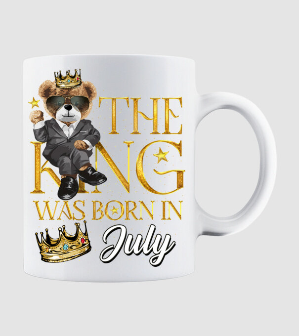 The king was born int JULY model alb pe tricou