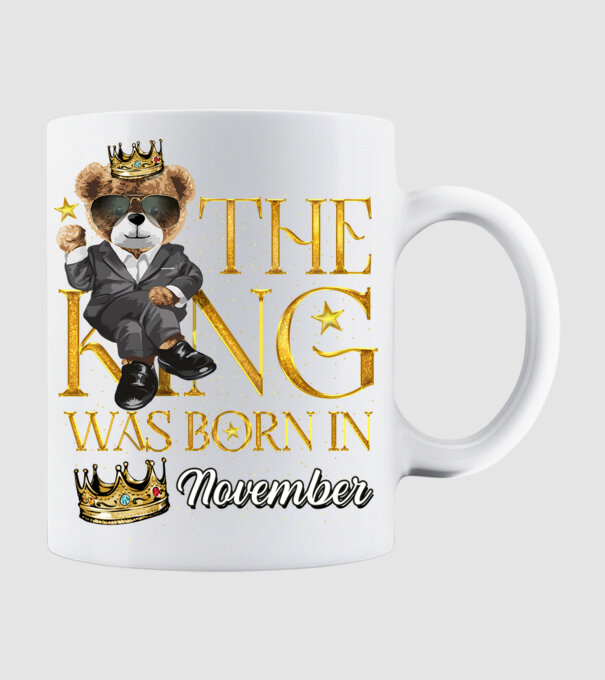 The king was born int NOVEMBER model alb pe tricou