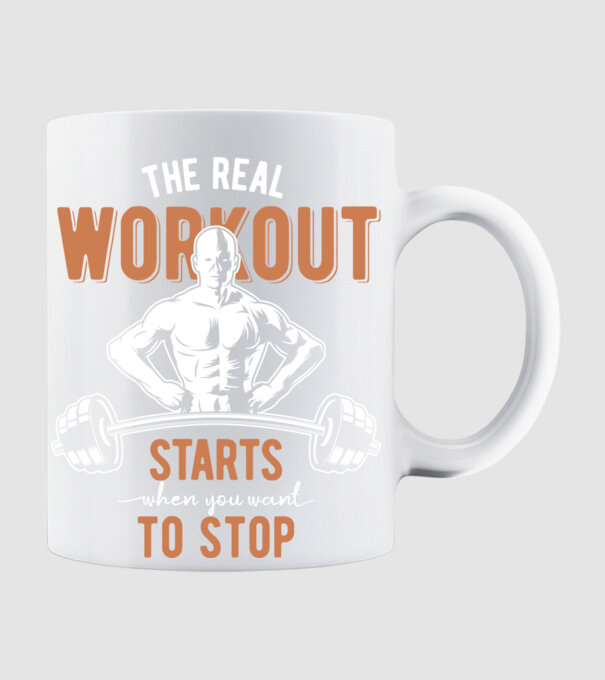 The Real Workout model alb pe tricou
