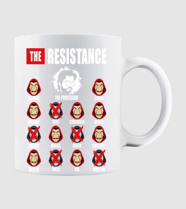 the resistance la casa de papel model alb pe tricou