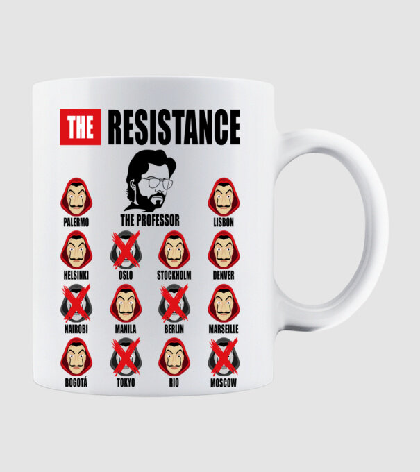 the resistance la casa de papel white model alb pe tricou