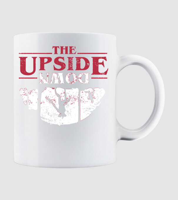 the upside down logo model alb pe tricou