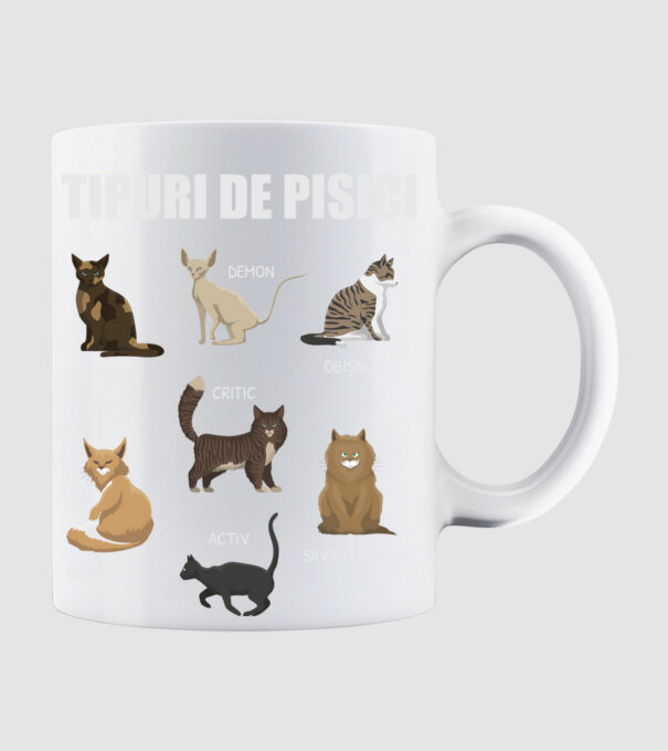Tipuri de pisici model alb pe tricou