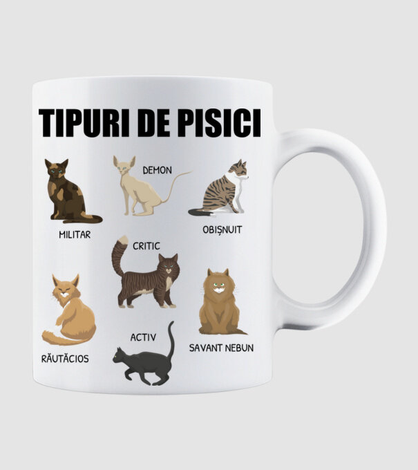 Tipuri de pisici model alb pe tricou