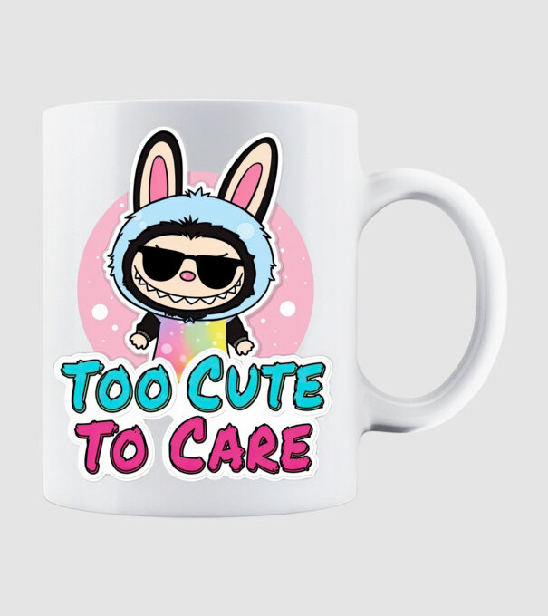 Too cute to care model alb pe tricou