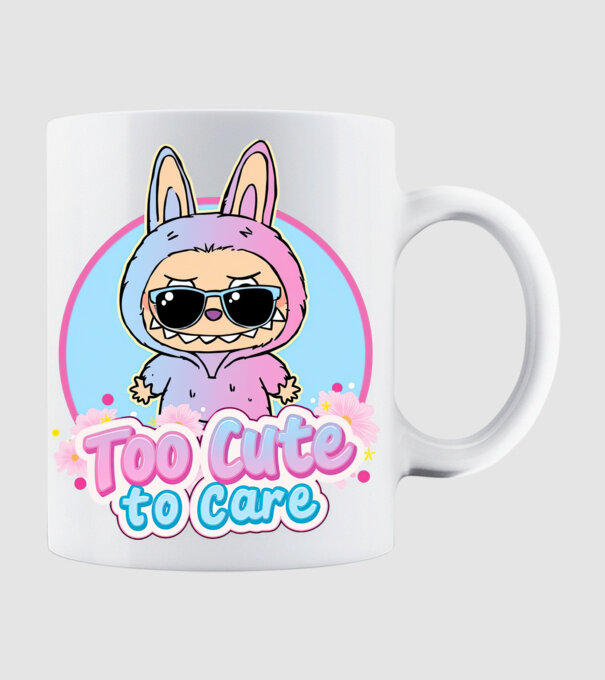 Too cute to care model alb pe tricou