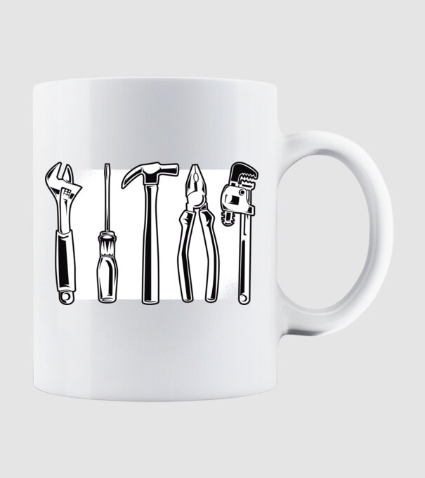 Tools model alb pe tricou