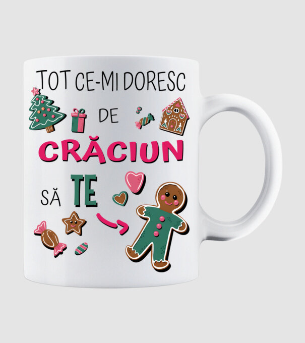 Tot ce-mi doresc de Crăciun să TE om alb model alb pe tricou