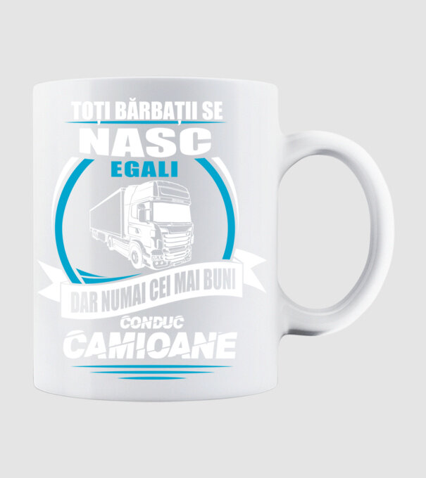Toți bărbații se nasc egali camioane model alb pe tricou