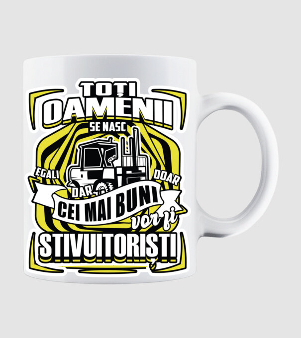 Toți oamenii stivuitoriști model alb pe tricou