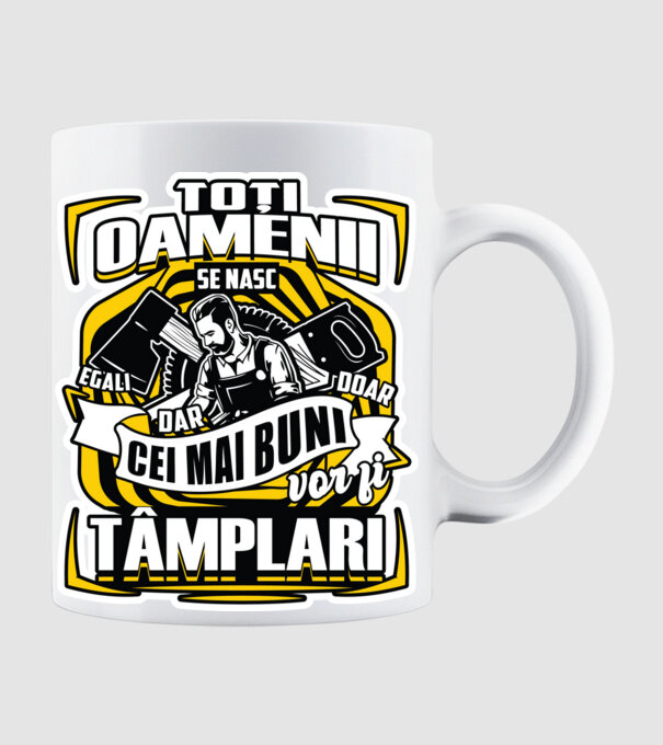 Toți oamenii tâmplari model alb pe tricou