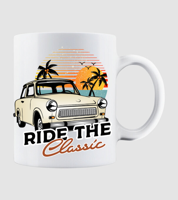 Trabant Ride The Classic model alb pe tricou