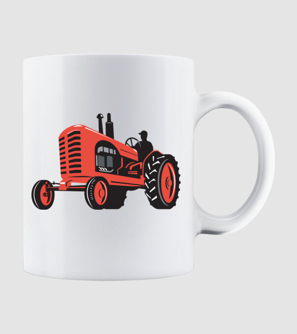 TRACTOR model alb pe tricou