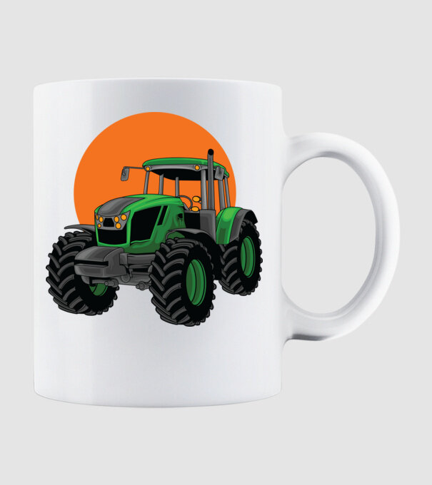 TRACTOR model alb pe tricou